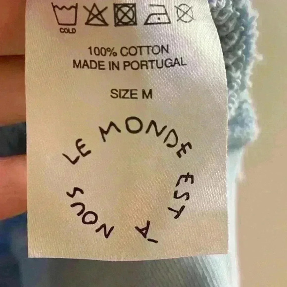 Le Pere heart sweatshirt hooded men light blue 100% cotton‎ Medium - Picture 8 of 8